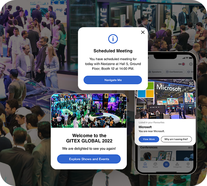 Location-based message notifying an attendee of a time-sensitive exhibitor discount